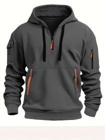 Dropped Shoulder Hooded Sweatshirt Men's Women's Plus Size Loose Pullover Fashion Sweatshirt (Option: Dark Gray-M-1pcs)