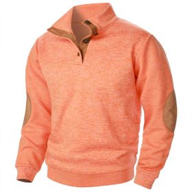 Men's Stand Collar Knitted Joint Stitching Casual Jacquard Cardigan Sweater (Option: Orange-S)