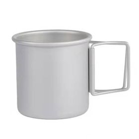 Portable Outdoor Camping Water Cup with Foldable Handle (Color: Silver, Type: Camping supplies)