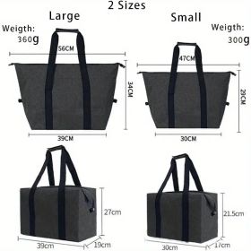 Large Cooling Bag, 5.28gal Foldable Shopping Bag (Color: Black)