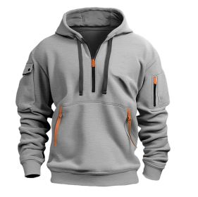 Dropped Shoulder Hooded Sweatshirt Men's Women's Plus Size Loose Pullover Fashion Sweatshirt (Option: Light Gray-M-1pcs)
