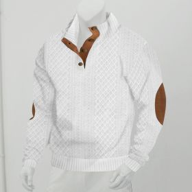 Stand Collar Long Sleeve Jacquard Knitted Pullover Sweater (Option: White-L)